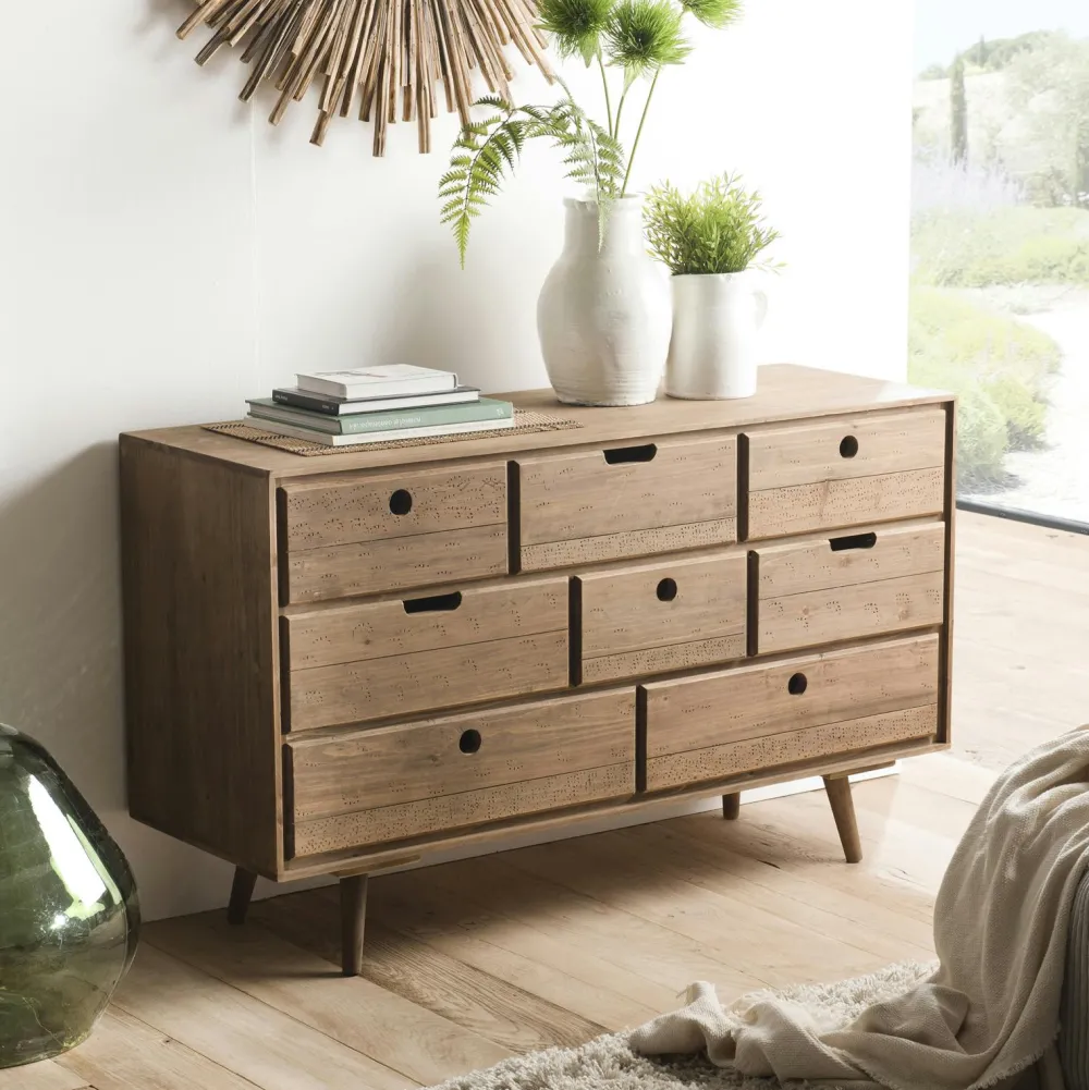 Univers Déco·Maison De Campagne|Commodes Scandinaves|LIMA Commode de chambre en bois de sapin 8 tiroirs