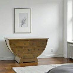 Commodes En Bois|Tradition Commode demi cercle hévéa massif 110x60cm