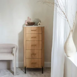 Commodes Blanches|Commodes En Bois|MASSA Commode en bois de manguier et marbre 6 tiroirs