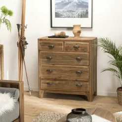 Univers Déco·Maison De Campagne|Commodes En Bois|DENVER Commode en bois de pin recyclé 2 tiroirs