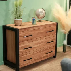 Commodes En Bois|FERSCOTT 2 Commode en chêne huilé 3 tiroirs