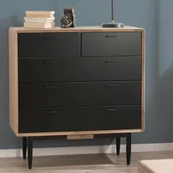 Commodes Industrielles|Commodes En Bois|Palmeira Commode noire bois massif