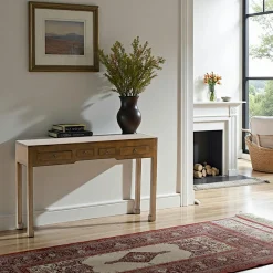 Consoles Avec Tiroirs|Consoles Avec Tiroir|Maori Console asiatique 4 tiroirs hévéa 120cm