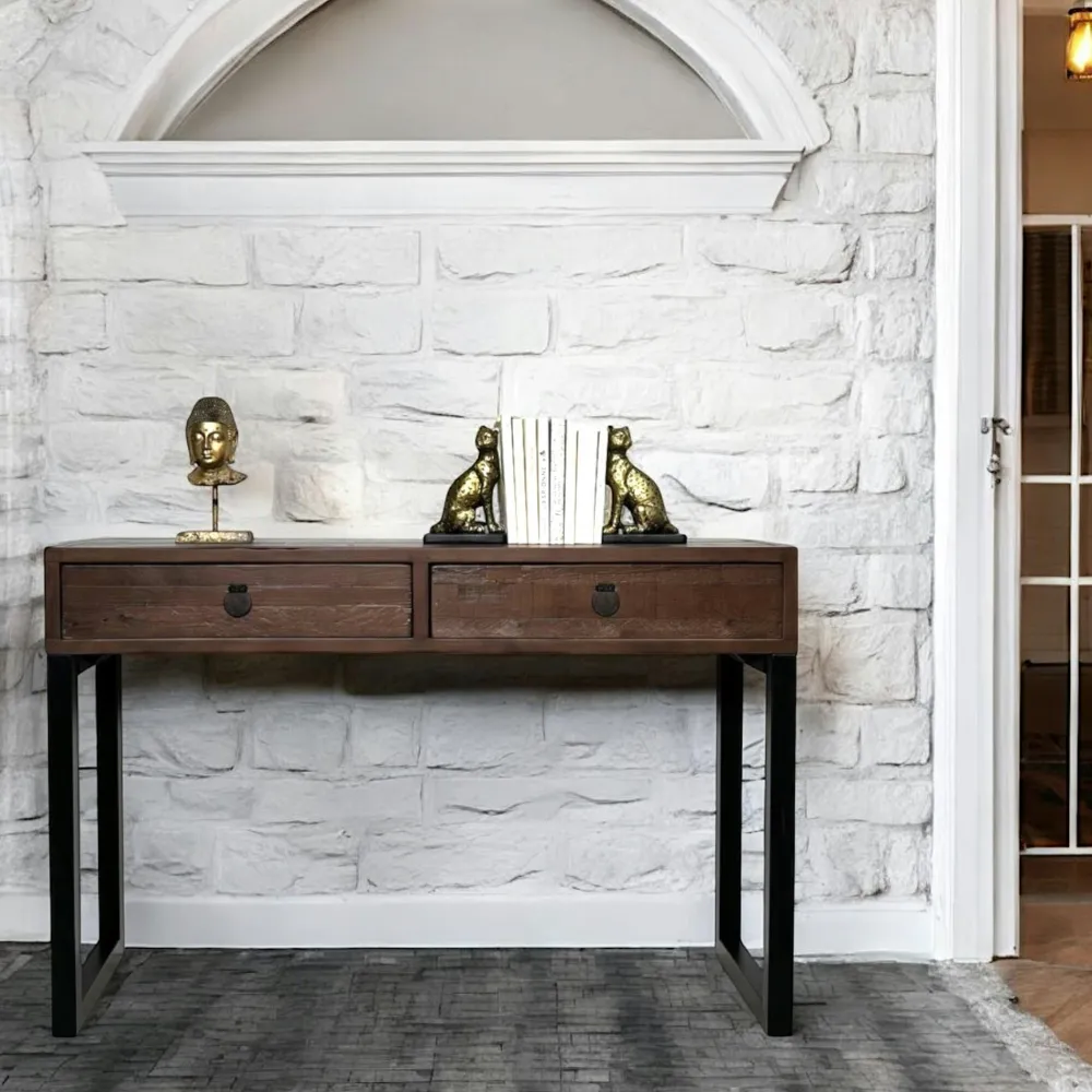 Consoles En Bois|Consoles En Bois|SAMOA Console bois brun recyclé 2 tiroirs