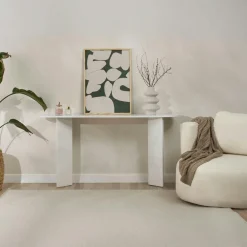 Consoles En Bois|Consoles En Bois|MARFA Console de salon blanche effet laqué - pieds en V