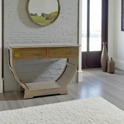 Consoles En Bois|Consoles En Bois|Tradition Console demi cercle hévéa massif 110x78cm