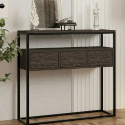 Consoles En Bois|Consoles En Bois|JENA Console d'entrée avec rangement, effet bois clair