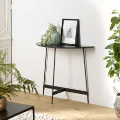 Consoles Industrielles|Consoles Industrielles|CORUMBA Console d'entrée demi-lune bois noir