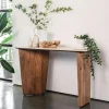 Consoles Vintage|Consoles En Bois|MOON Console d'entrée en bois de manguier et travertin