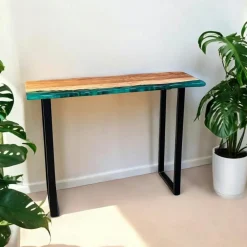 Consoles En Bois|Consoles En Bois|BORA Console epoxy lagon et bois d'acacia