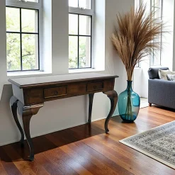 Consoles Avec Tiroirs|Consoles Avec Tiroir|Maori Console Hévéa 2 tiroirs, pieds galbés 120x48x76cm