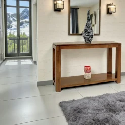 Consoles En Bois|Consoles En Bois|Helena Console hévéa double plateaux 120cm