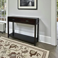 Consoles Avec Tiroirs|Consoles Avec Tiroir|Helena Console Hévéa double plateaux, 2 tiroirs, 100x30x75cm