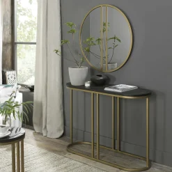 Consoles En Bois|Consoles En Bois|VALLEY Console noire en marqueterie de bois