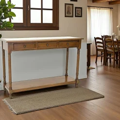 Consoles Avec Tiroirs|Consoles Avec Tiroir|Tradition Console pieds tournés bois hévéa 3 tiroirs 120cm