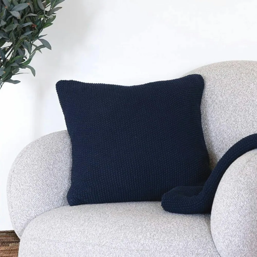 Textile·Coussins|BRUGES Coussin déco bleu marine en coton recyclé