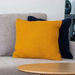 Textile·Coussins|BRUGES Coussin déco bleu marine en coton recyclé