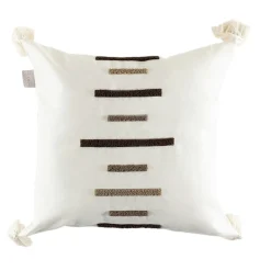 Textile·Coussins|IZMIR Coussin de canapé en lin – rayures en bouclette noire