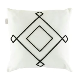 Textile·Coussins|IZMIR Coussin en lin écru – motif losange noir stylisé