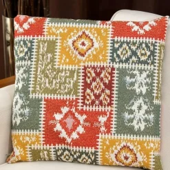 Textile·Coussins|IZMIR Coussin ethnique jaune – motif patchwork