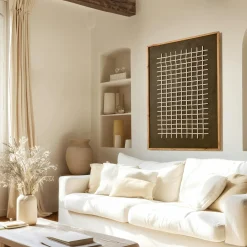 Univers Déco·Maison De Campagne|Décorations Murales|DENVER Décoration murale carrée motifs bois sur fond blanc