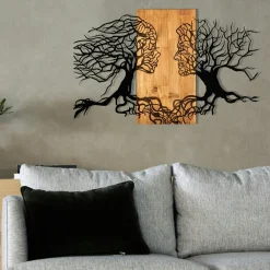 Décorations Murales| Décoration murale chambre – visages stylisés métal et bois