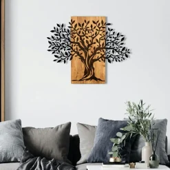 Décorations Murales| Décoration murale chambre – visages stylisés métal et bois