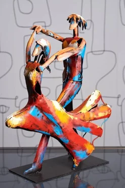 Objets Décoration·Figurines / Statues| Décoration murale en métal peint couple sous la pluie