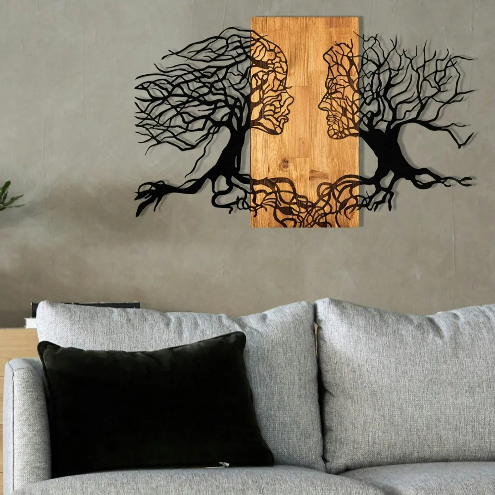 Décorations Murales| Décoration murale en métal et bois – arbre de vie