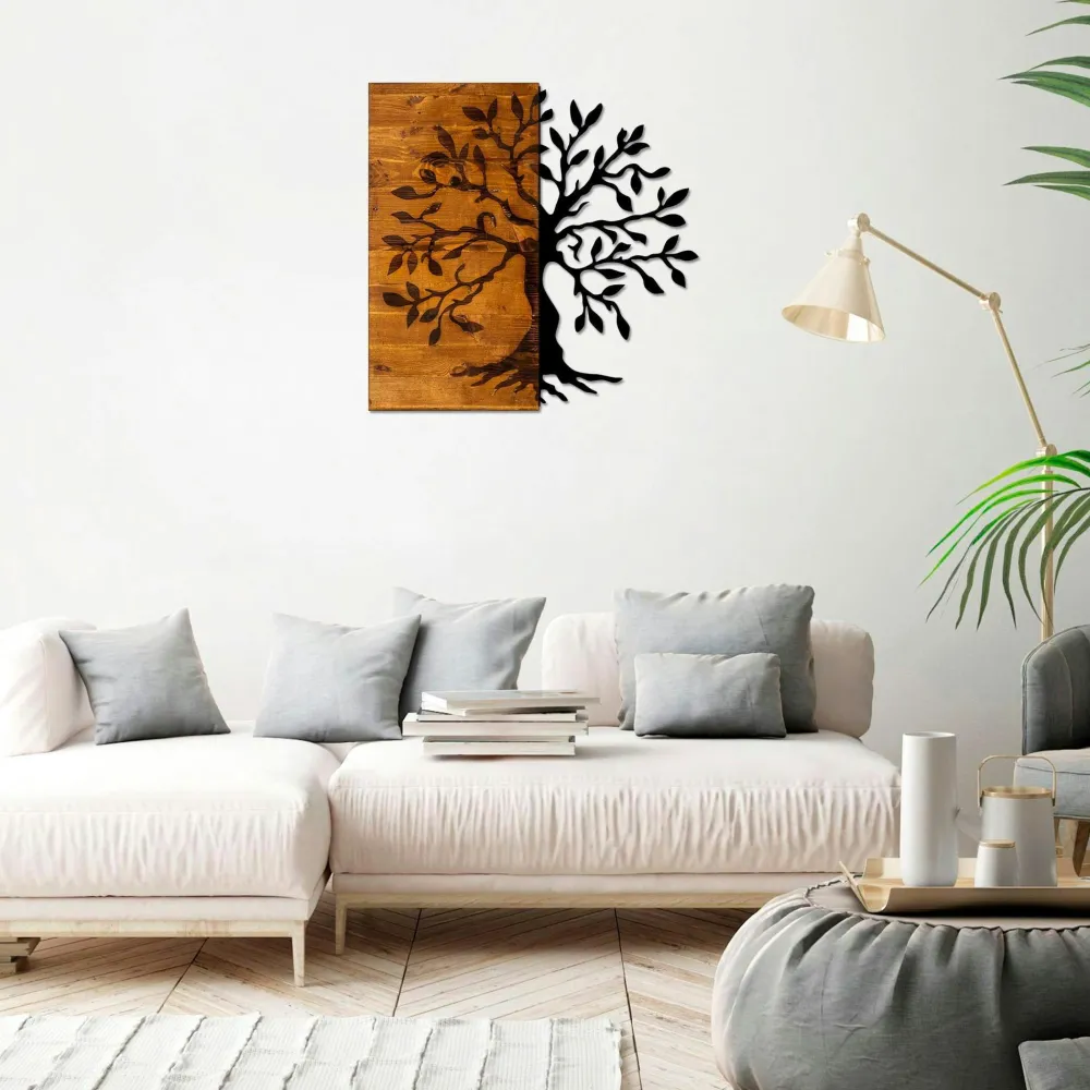 Décorations Murales| Décoration murale en métal et bois – arbre de vie