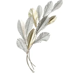 Décorations Murales| Décoration murale en métal grand bouquet blanc et or