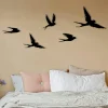Décorations Murales| Décoration murale métal noir – envolée d'oiseaux (lot de 5)
