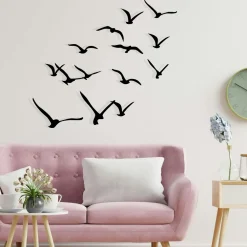 Décorations Murales| Décoration murale nature – oiseaux métal noir (lot de 11)