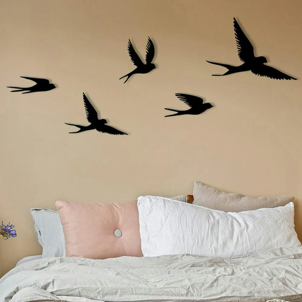 Décorations Murales| Décoration murale nature – oiseaux métal noir (lot de 11)