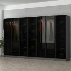 Armoires En Bois|Meubles De Chambre·Dressings|BYRON Dressing design XXL verre noir, cadre anthracite