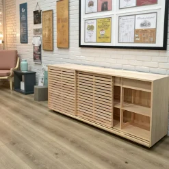 Buffets Bas|Buffet Bas|New Orléans Enfilade / Buffet long Hévéa 3 portes coulissantes Persiennes, 4 tiroirs intérieurs 200x45x80cm NEW ORLEANS