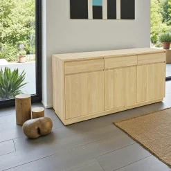 Buffets Contemporains|Buffets Contemporains|Baltic Enfilade / Buffet long Hévéa 3 portes, 3 tiroirs 160x45x81cm