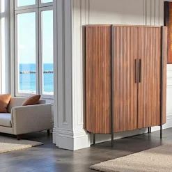 Buffets Vintage|Buffets Vintage|TRANI Enfilade 2 portes côtés arrondis bois naturel