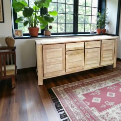 Buffets Contemporains|Buffets Contemporains|Olga Enfilade Hévéa 4 portes, 2 tiroirs 200x45x85cm