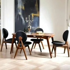 Tables À Manger Rectangulaires|Tables À Manger En Bois|DILI Ensemble salle à manger vintage - 4 chaises grises