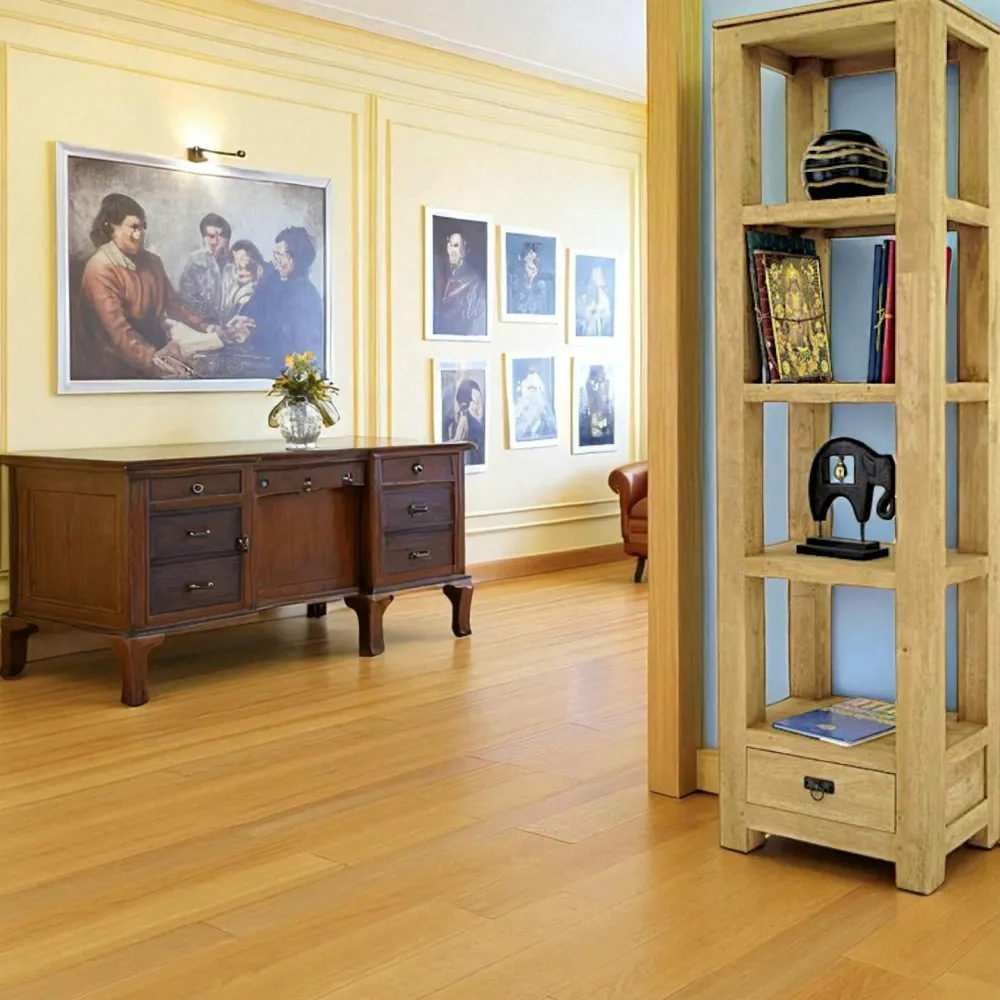 Meubles De Salon·Colonnes De Rangement|Meubles De Rangement·Colonnes De Rangement|Helena Etagère colonne 1 tiroir bois hévéa massif H190cm