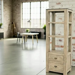 Meubles De Salon·Colonnes De Rangement|Meubles De Rangement·Colonnes De Rangement|Helena Etagère colonne 2 tirois hévéa massif H170cm