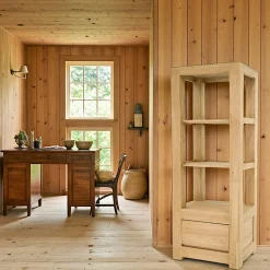 Meubles De Salon·Colonnes De Rangement|Meubles De Rangement·Colonnes De Rangement|Olga Etagère colonne moderne hévéa 146cm