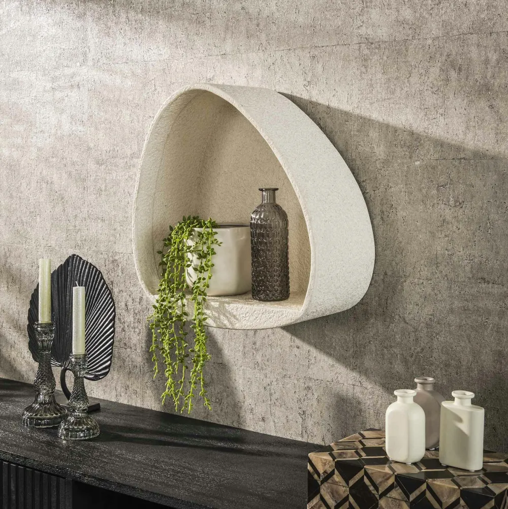 Meubles De Salon·Etagères Murales|Meubles De Rangement·Etagères Murales|TAJ Etagère murale blanche en marbre composite forme organique 49 cm