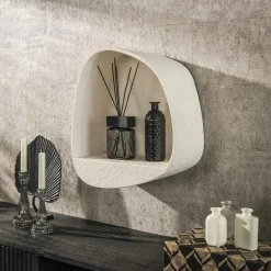 Meubles De Salon·Etagères Murales|Meubles De Rangement·Etagères Murales|TAJ Etagère murale blanche en marbre composite forme organique 46 cm