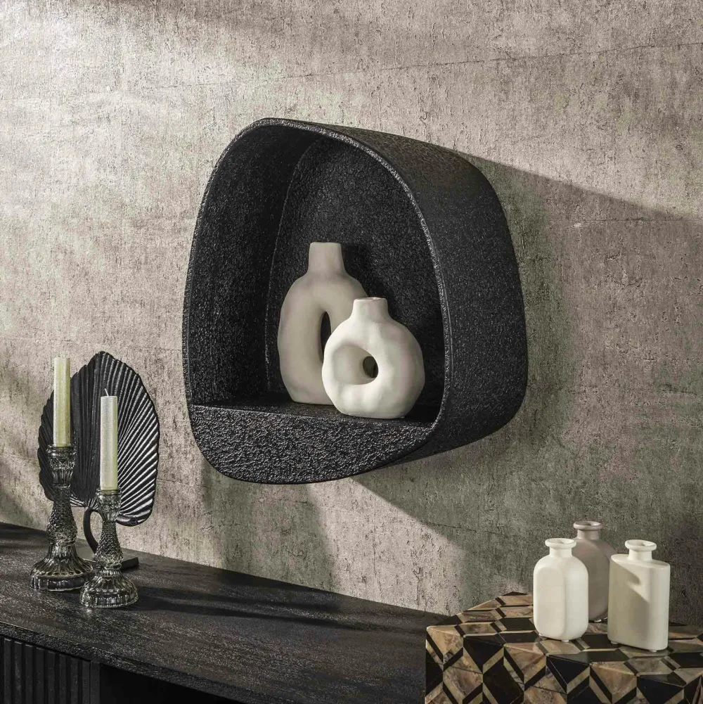 Meubles De Salon·Etagères Murales|Meubles De Rangement·Etagères Murales|TAJ Etagère murale blanche en marbre composite forme organique 44 cm