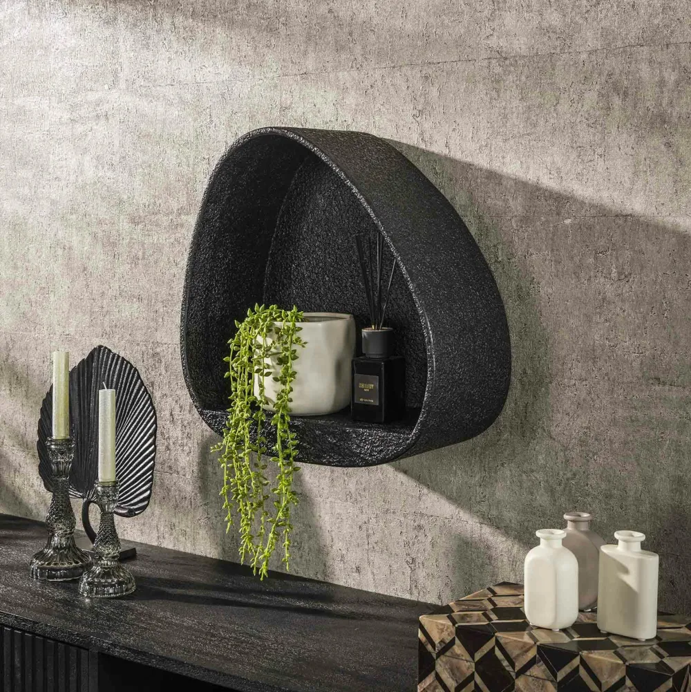 Meubles De Salon·Etagères Murales|Meubles De Rangement·Etagères Murales|TAJ Etagère murale blanche en marbre composite forme organique 44 cm