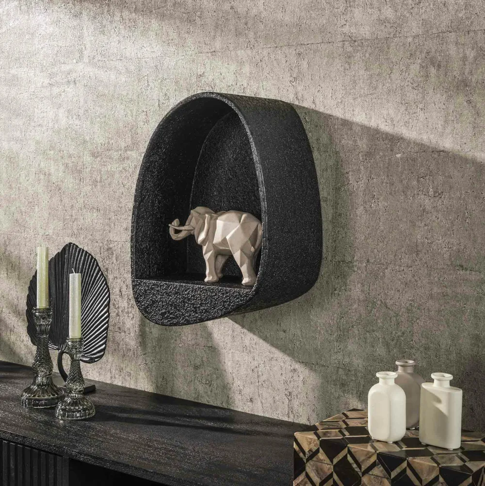 Meubles De Salon·Etagères Murales|Meubles De Rangement·Etagères Murales|TAJ Etagère murale blanche en marbre composite forme organique 44 cm