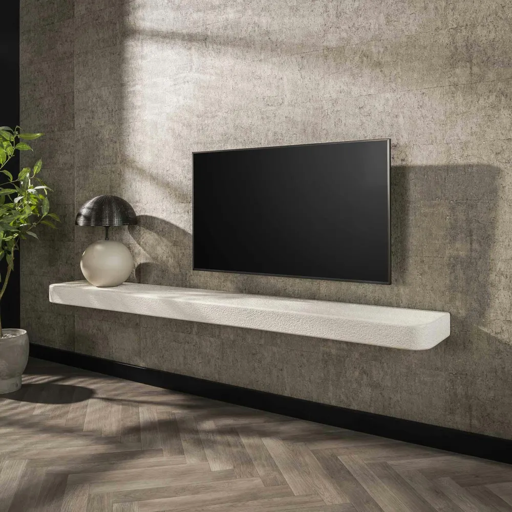 Meubles De Salon·Etagères Murales|Meubles De Rangement·Etagères Murales|TAJ Etagère murale blanche en marbre composite 200 cm