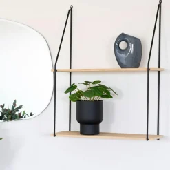Meubles De Salon·Etagères Murales|Meubles De Rangement·Etagères Murales|TALLINN Etagère murale design en bois et métal noir